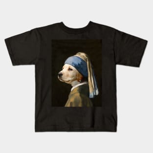 The Labrador with a Pearl Earring - Print / Home Decor / Wall Art / Poster / Gift / Birthday / Labrador Lover Gift / Animal print Canvas Print Kids T-Shirt